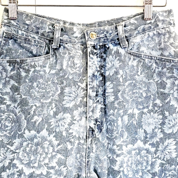 Vintage Sync by Union Bay Flower Pattern Denim Jeans 14 High Waist Faded Blue - Picture 3 of 6